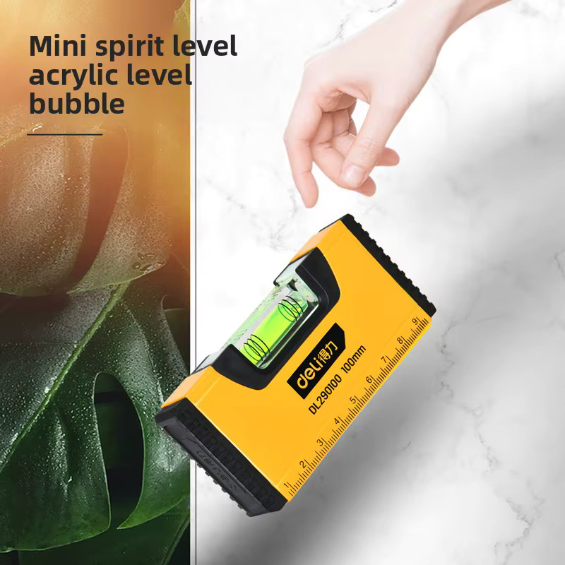Mini-Wasserwaage Deli magnetisch gelb, Breite: 10 cm - Bild 2