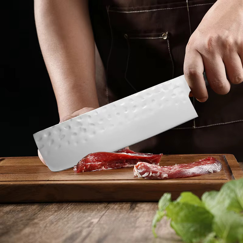 InLeung Edelstahl-Küchenmesser mit Holzgriff in Silber zum Schneiden von Fleisch, Fisch und Gemüse - Bild 2