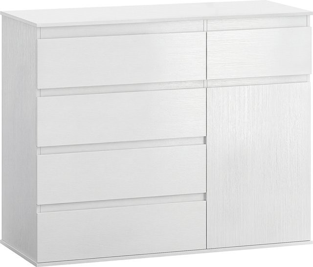 HOMCOM Sideboard in Weiß mit 5 Soft-Close-Schubladen und verstellbarem Fach, moderner Aufbewahrungsschrank für Esszimmer, Küche oder Wohnzimmer, B/T/H: 100 x 40 x 80 cm - Bild 1