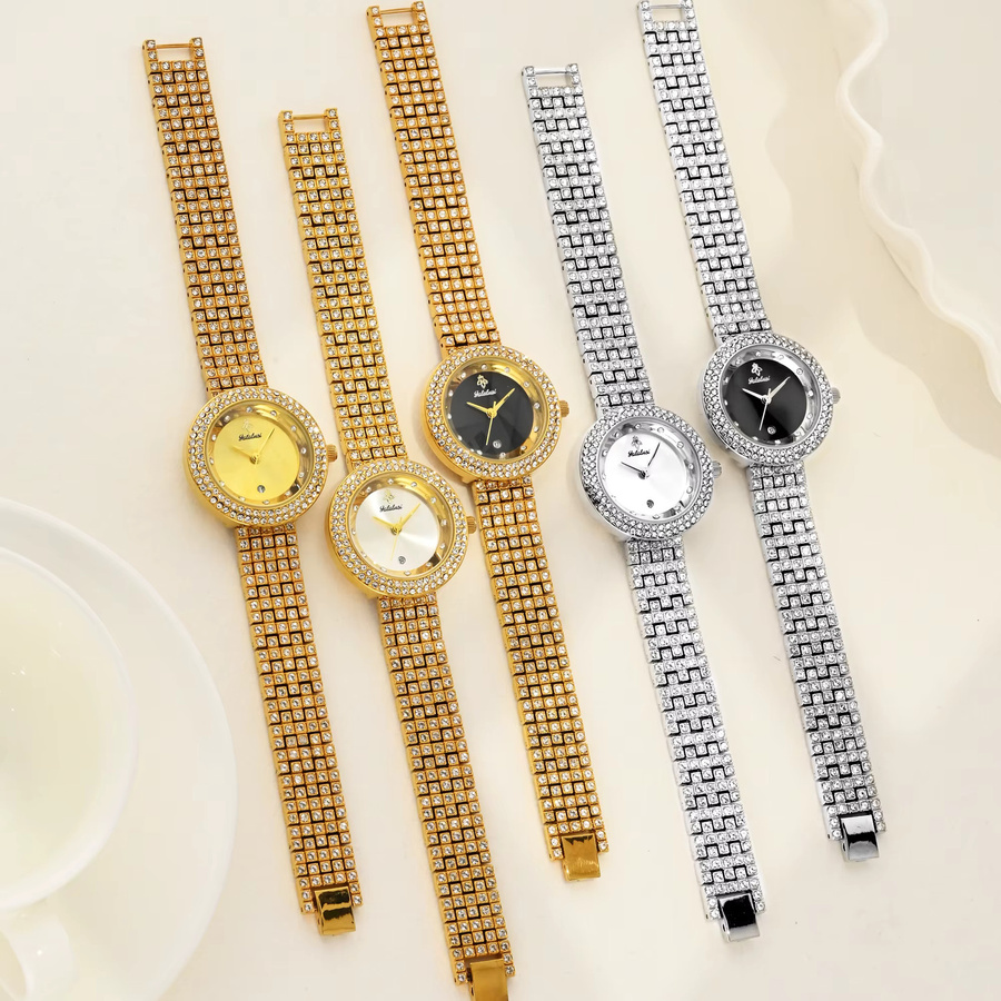 YaLaLuSi Armbanduhr, Quarz, Gold, Bicolor, Diamantbesetzt, Damen - Bild 4
