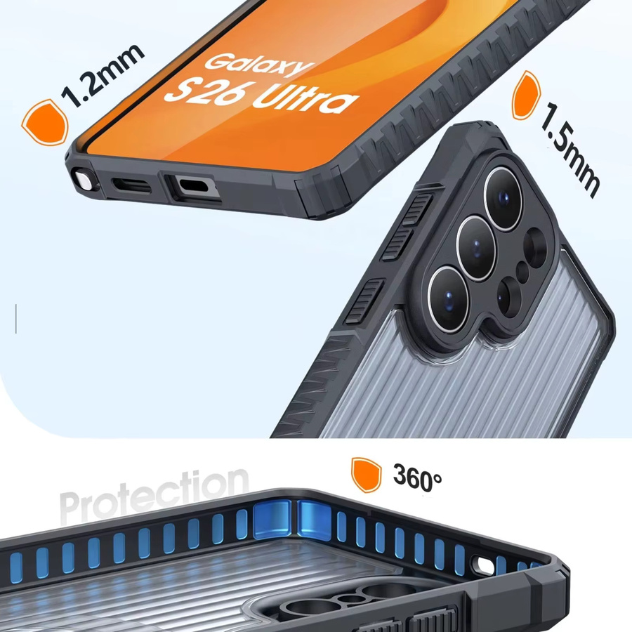 Robuste transparente Handyhülle mit matten Streifen für Samsung Galaxy S26 S25 S24 S23FE Ultra Plus in Blau - Bild 2
