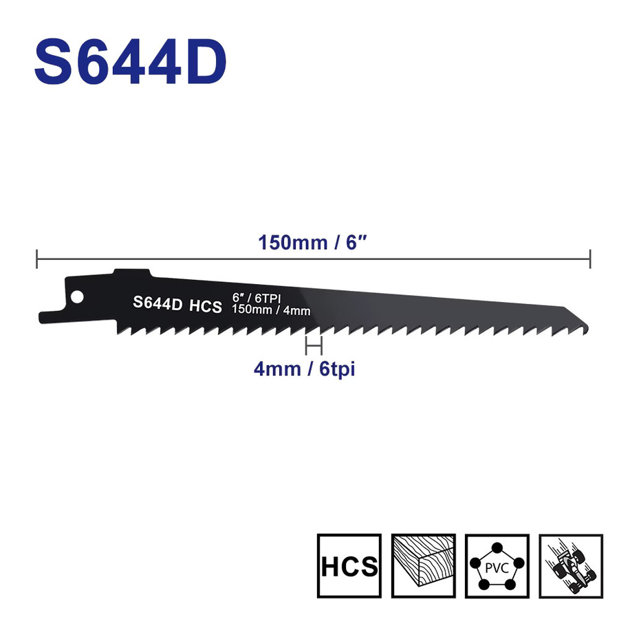 CMCP S644D Säbelsägeblätter 6 Zoll mit 6 TPI aus High Carbon Stahl zum Schneiden von Holz, Kunststoff, Metall und Ästen - Bild 2