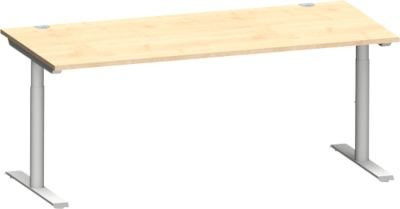 Schäfer Shop Genius Schreibtisch MODENA FLEX höhenverstellbar mit T-Fuß-Rundrohr, Farbe Ahorn/Weiß, Breite: 180 cm, Tiefe: 80 cm - Bild 1