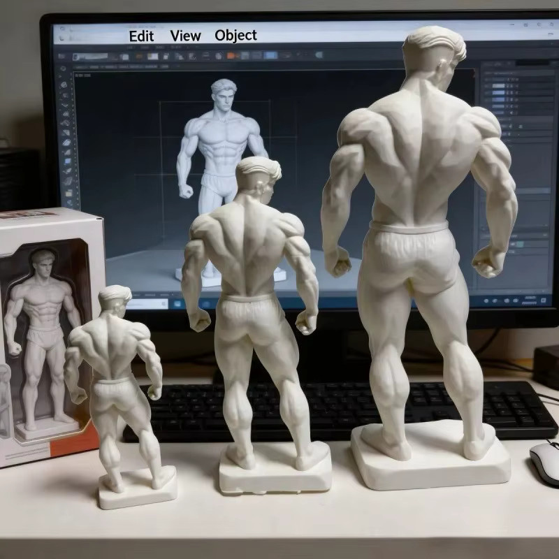 CELEBON 3D-gedruckte dekorative Figur eines muskulösen Mannes in Weiß für die Tischdekoration - Bild 6