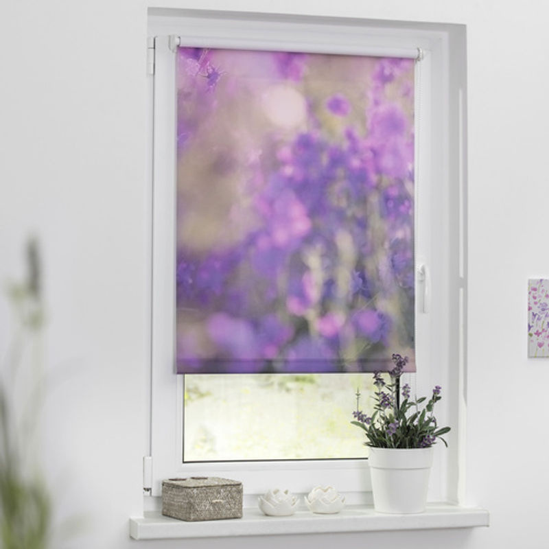 Lichtblick Rollo Klemmfix Blumenwiese blickdicht in Fuchsia Violett Lila, Breite: 70 cm, Höhe: 150 cm - Bild 2