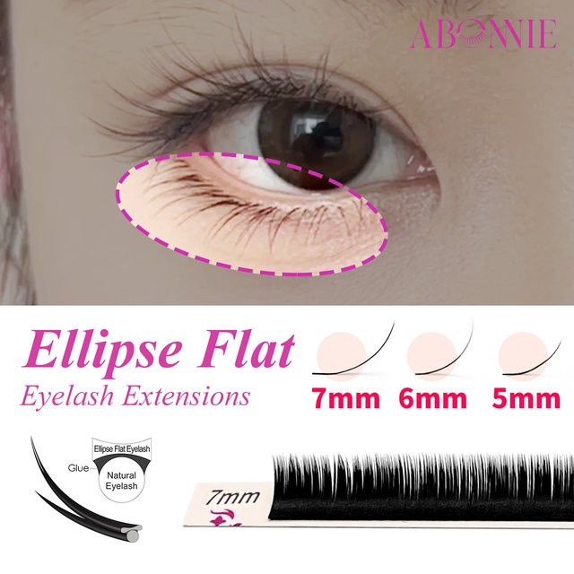Abonnie Cilios Ellipse Bottom Lashes Wimpernverlängerung, mattschwarz, 5–7 mm - Bild 1