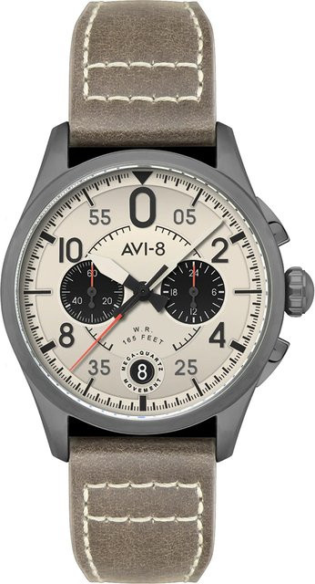 AVI-8 Chronograph, Quarz, Edelstahl, Leder, 42 mm, Herren - Bild 1
