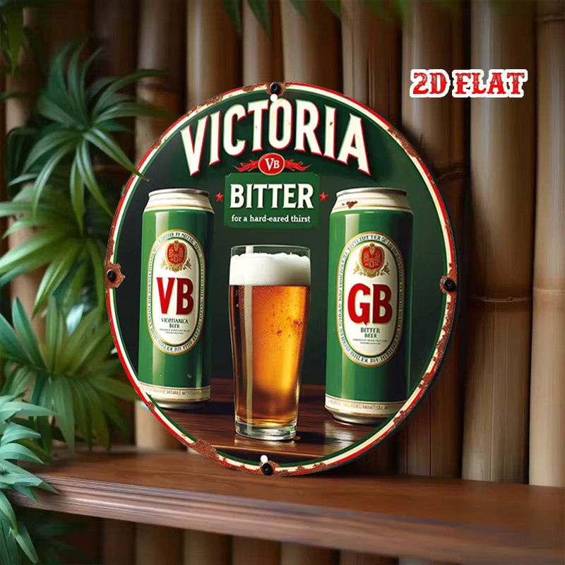 VB Bitter Beer Rundes Aluminiumschild im Vintage-Stil, Rustikales Metalldekor für deine Wand, Durchmesser: 20 cm - Bild 5