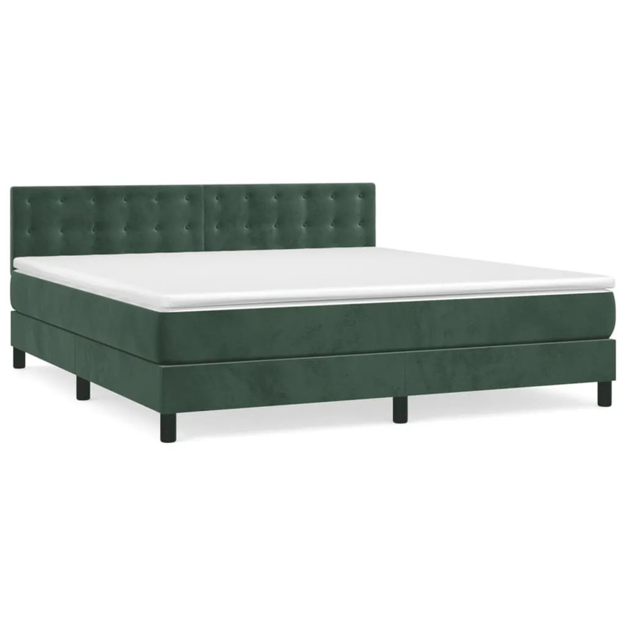 vidaXL Boxspringbett mit Matratze in Dunkelgrün aus Samt, Hybridbett mit Taschenfederkern, B/T/H: 180 x 200 x 78 cm - Bild 2