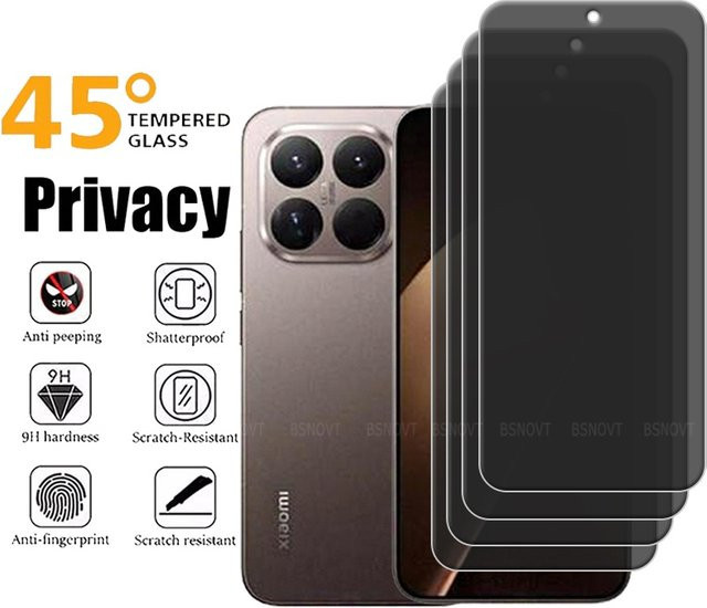 Xiaomi 15T Pro Privacy Panzerglas mit 9H Härte und Anti-Spy Schutz, Transparent - Bild 1