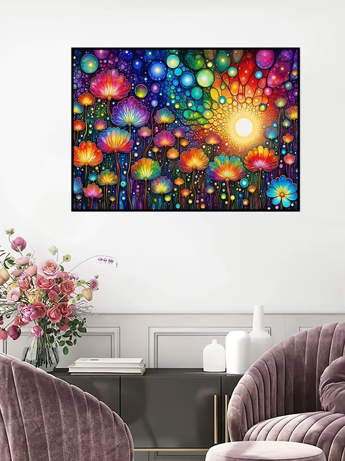 EverShine DIY 5D Diamant-Stickerei Blumen-Mosaik Set mit runden Diamanten in Multicolour, B/H: 30 x 30 cm - Bild 4