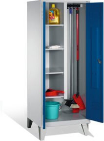 C+P Putzmittel-Spind Classic mit 2 Abteilen auf Füßen, Front Enzianblau und Korpus Lichtgrau, H: 185 cm, B: 81 cm, T: 50 cm - Bild 1