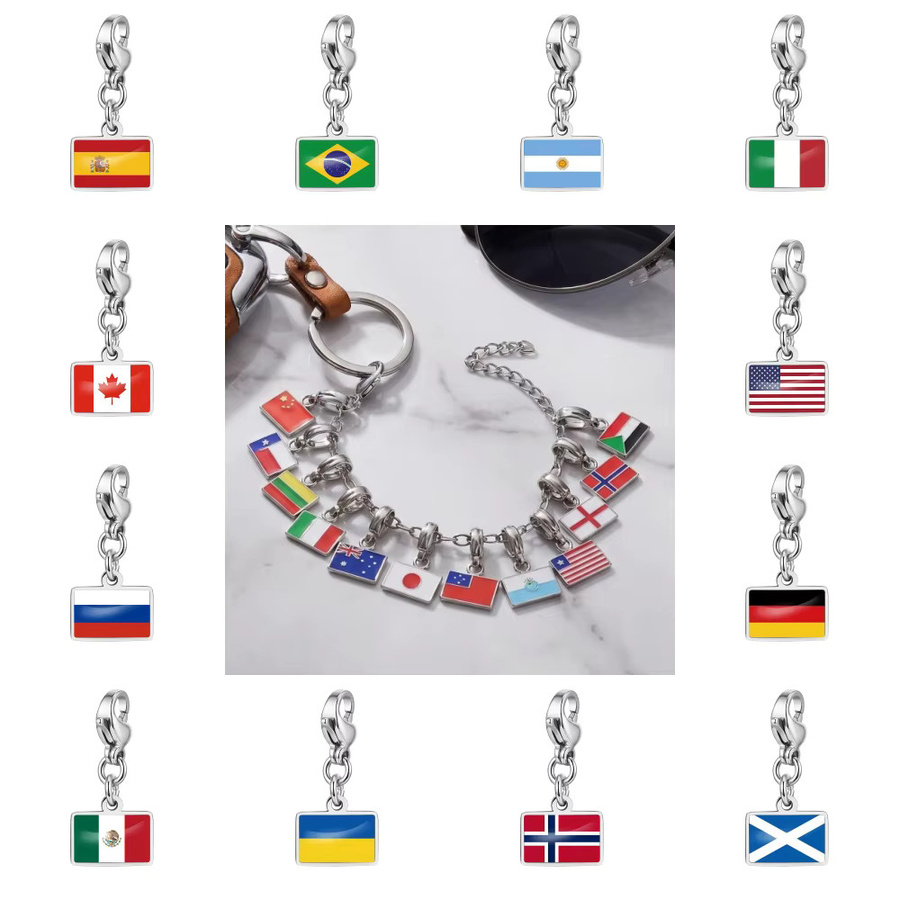 Länderflaggen-Anhänger Edelstahl, Silber, Unisex - Bild 2