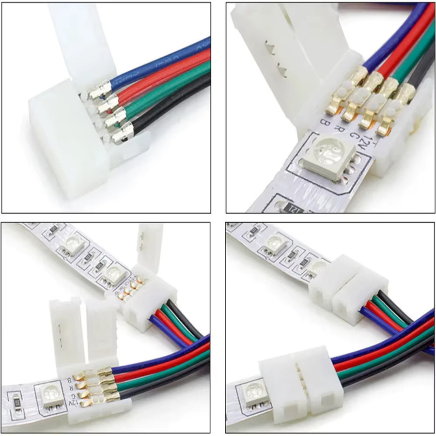 YSRSAI LED Streifen Stecker Set in Weiß, 10 Stück L-Form oder T-Form für 5050 und 3528 SMD LED Streifen, 3pin bis 6pin Anschlussmöglichkeiten - Bild 2