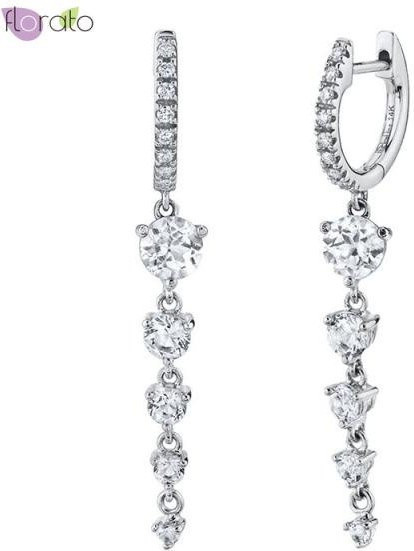 Creolen 925 Sterling Silber, Böhmischer Kristallanhänger, Damen - Bild 1