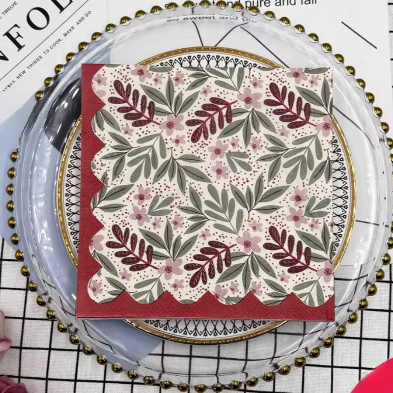 GUANYAO 20 Stück 2-lagige Party-Servietten mit Blumen- und Blattmuster in Multicolour, 33 cm Breite - Bild 2