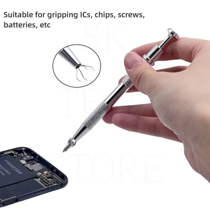 3er-Pack Präzisions-IC-Chip-Extraktor mit 4 Krallen in Gold und rutschfestem Griff für Kleinteile - Bild 3