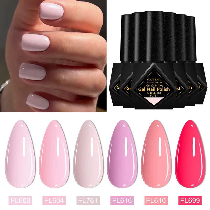 Four Lily Gel-Nagellack-Set, 6-teilig, Rosa, Glänzend, Unisex - Bild 2
