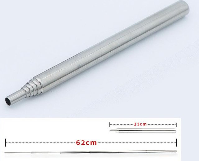 Binchi Outdoor Equipment Teleskop-Blasrohr aus Edelstahl in Silber, Länge: 62 cm - Bild 1
