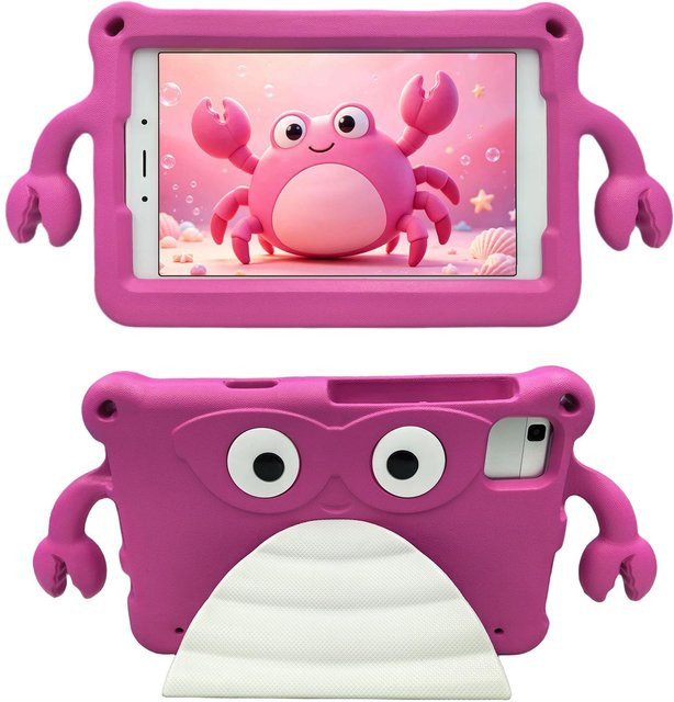 3D Krabben Tablet Hülle für Samsung Galaxy Tab A, A9, A7 Lite und Huawei M5, Farbe: Pink - Bild 1