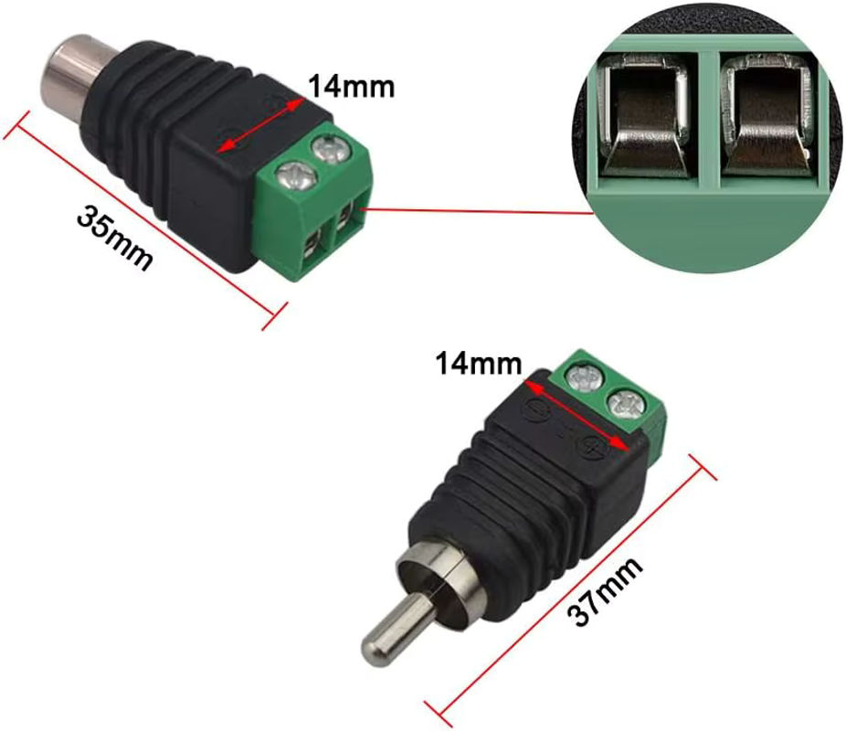 FRHY RCA-Adapter Set in Schwarz mit 5 Phono-Steckern und 5 Buchsen auf AV-Schraubklemmen - Bild 5