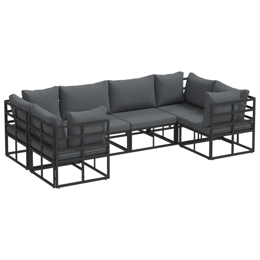 6-teiliges vidaXL Garten-Sofa-Set aus Aluminium in Schwarz Matt - Bild 2