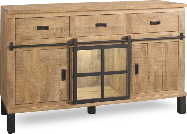 Moderne Kommode HARPER in Beige und Braun mit Holzoptik, B/T/H: 145 x 42 x 90 cm - Bild 1