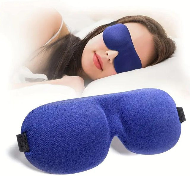 Houspace Schlafmaske aus Naturseide für Erwachsene, Unisex, Blau, mit verstellbarem Riemen und UV-Schutz - Bild 1
