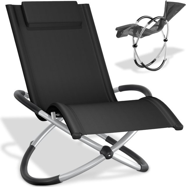 tectake Sonnenliege Paulina Schwarz mit Textilene, ergonomisch und faltbar, B/T/H: 150 x 73 x 93 cm - Bild 1