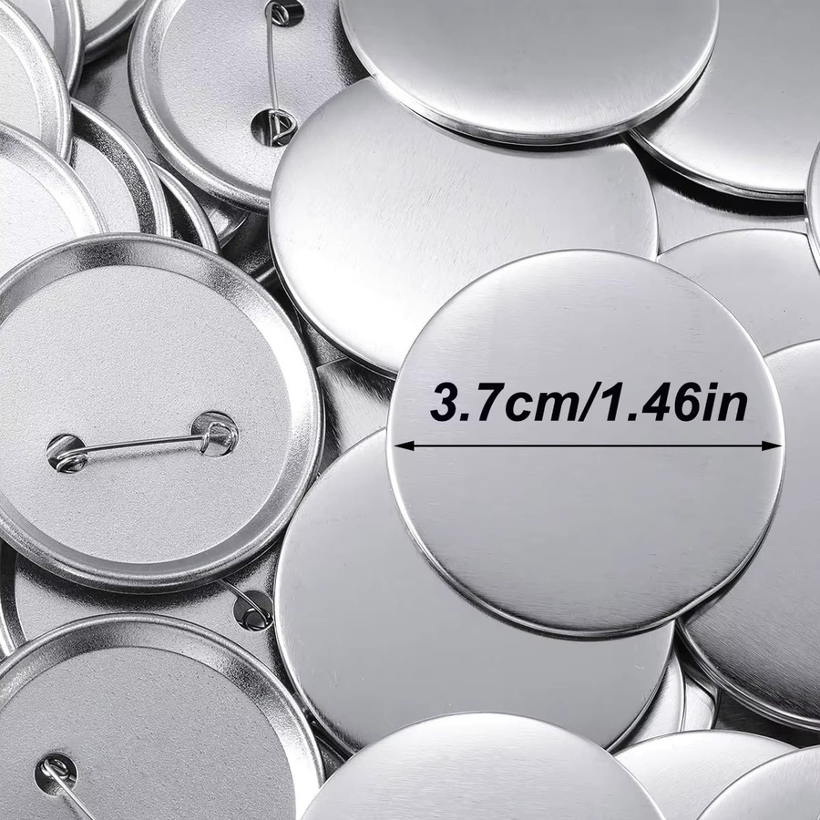 25er-Set runde Knopfteile von ZSY in Silber mit Blechplättchen, Kunststoffclips und Folie für deine DIY-Knöpfe, Durchmesser: 3,7 cm - Bild 2