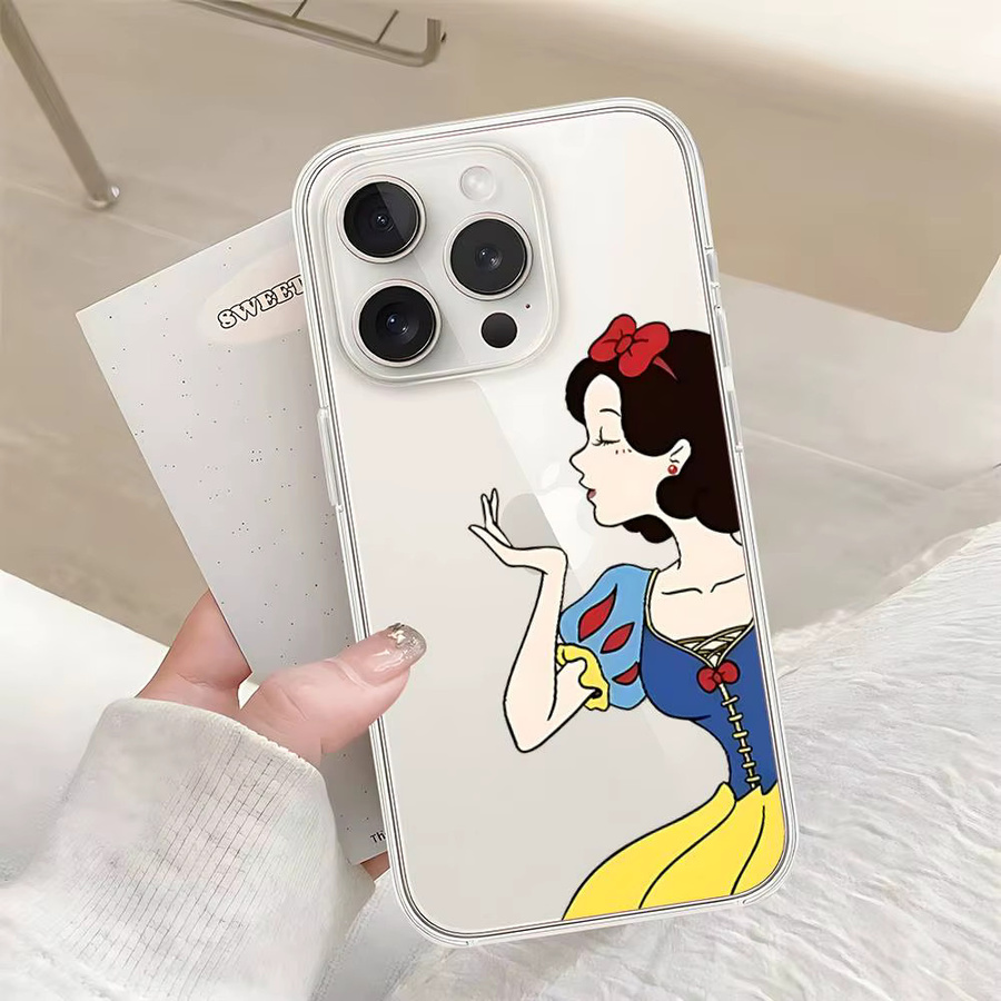 Handyhülle für Apple iPhone 17 16 15 14 13 12 11 Pro Max Plus SE 2020 X XR XS Design Die kleine Meerjungfrau Schneewittchen Apfel Transparent - Bild 1