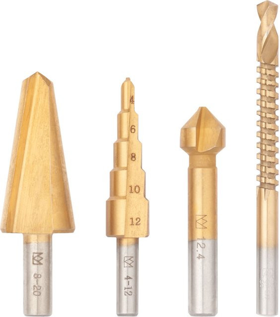 Parkside Spezialbohrerset HSS Multifunktionsbohrer Set 4-teilig in Gold und Steel - Bild 1