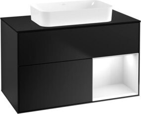 V&B Waschtischunterschrank Finion in Weiß und Schwarz lackiert, Breite: 100 cm, Tiefe: 60,3 cm - Bild 1
