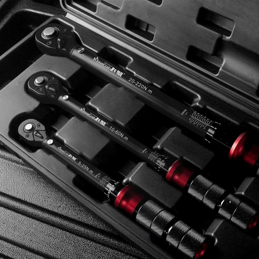 MoveCrab 6-teiliges mechanisches Drehmomentschlüssel-Set in Schwarz, 5–220 Nm, für Fahrrad, Motorrad, Auto und Industrie-Reparaturen - Bild 4