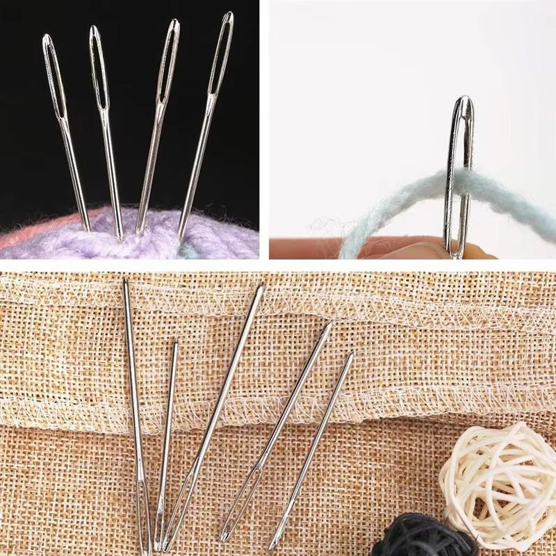 9-teiliges Set stumpfe Nähnadeln mit großem Auge aus Metall in Silber für Kreuzstich und Lederstickerei - Bild 2