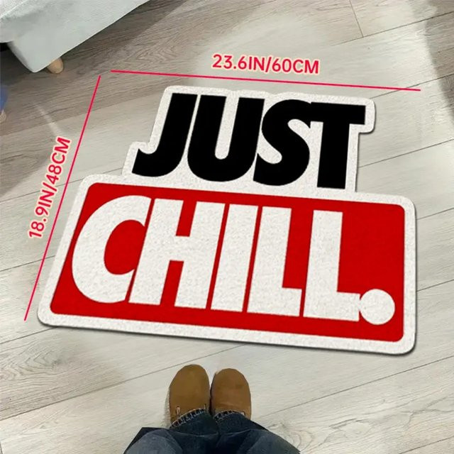 VIKAMA Just Chill Kreativer Teppich mit Buchstaben-Design für Wohnzimmer und Schlafzimmer in modernem Abstract-Look - Bild 1