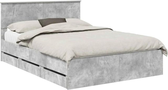 vidaXL Bettrahmen mit Kopfteil in Betongrau aus Holzwerkstoff, B/T/H: 140 x 200 x 90 cm - Bild 1
