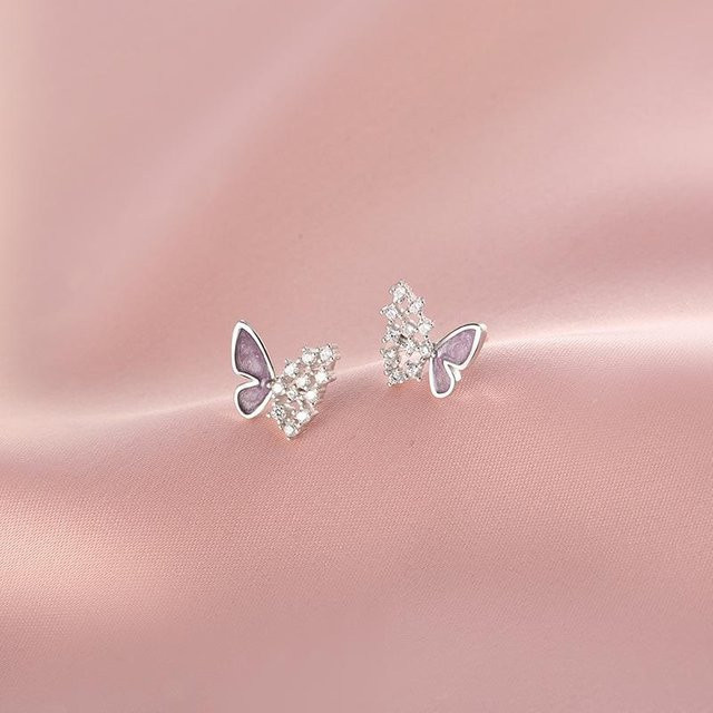 Lucky Star Jewelry Ohrstecker, Schmetterling, Zirkon, Lila, Damen - Bild 1