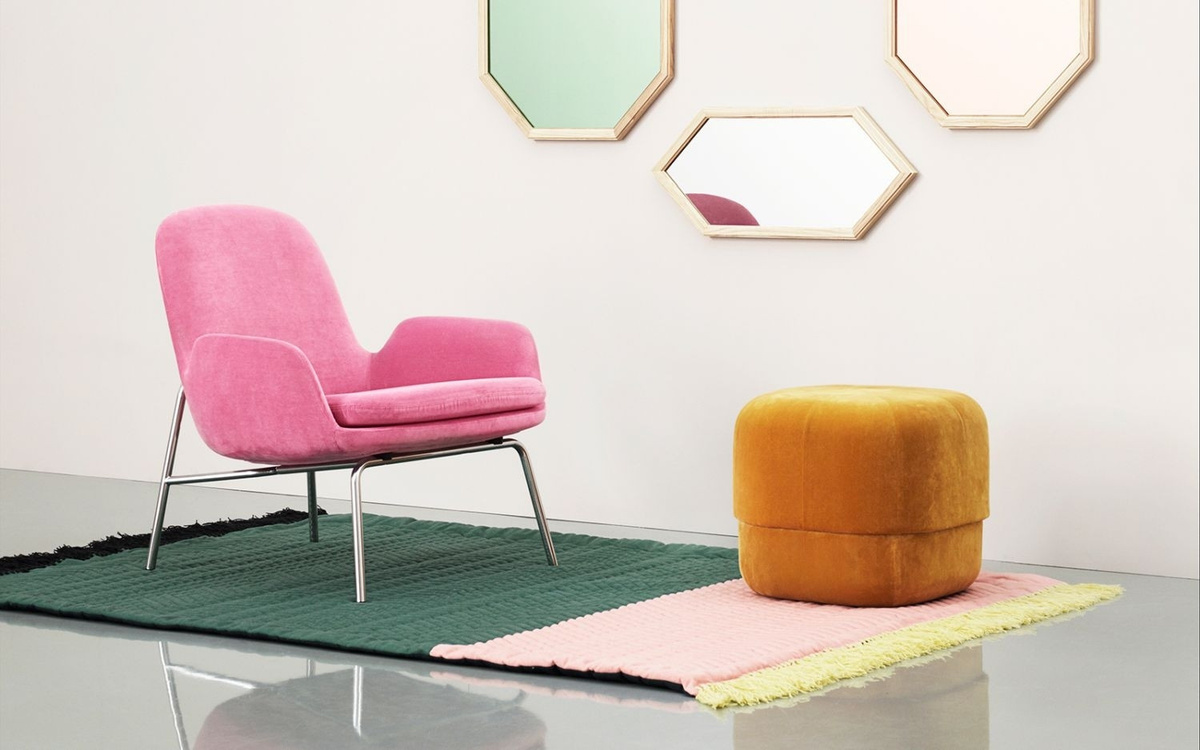Normann Copenhagen Circus Hocker in Gelb mit Veloursstoff - Bild 2