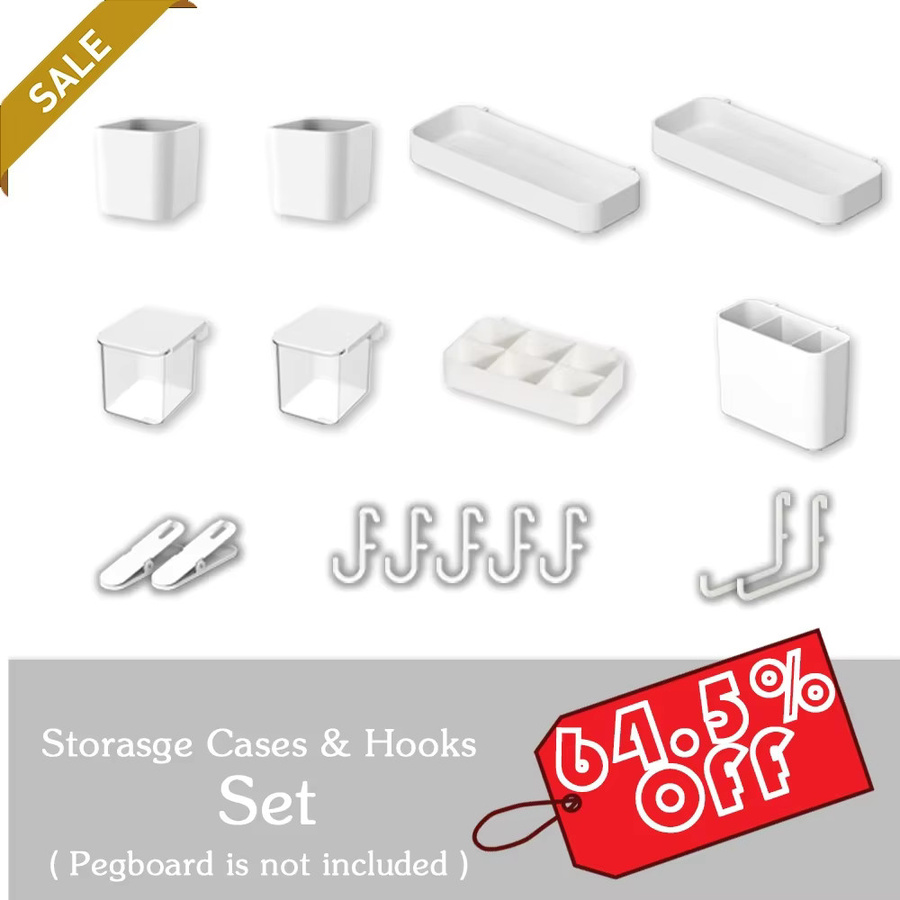 FLUQUOR Pegboard-Zubehör Set Wandmontierte Aufbewahrungsbox und Küchenständer aus Kunststoff in Beige und Weiß - Bild 2