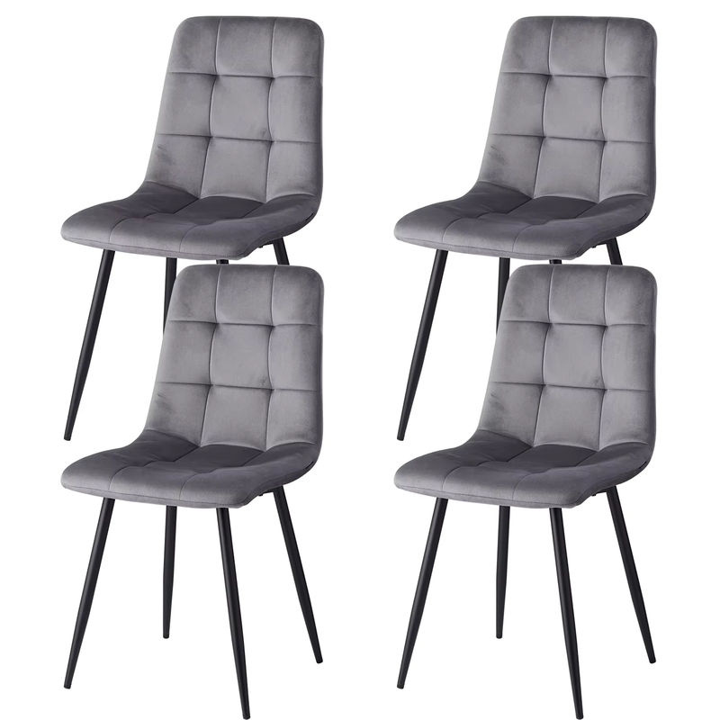 EGOONM Set Esszimmerstühle mit Samtsitz und Metallgestell, Design-Stühle für Küche und Wohnzimmer, Grau - Bild 7