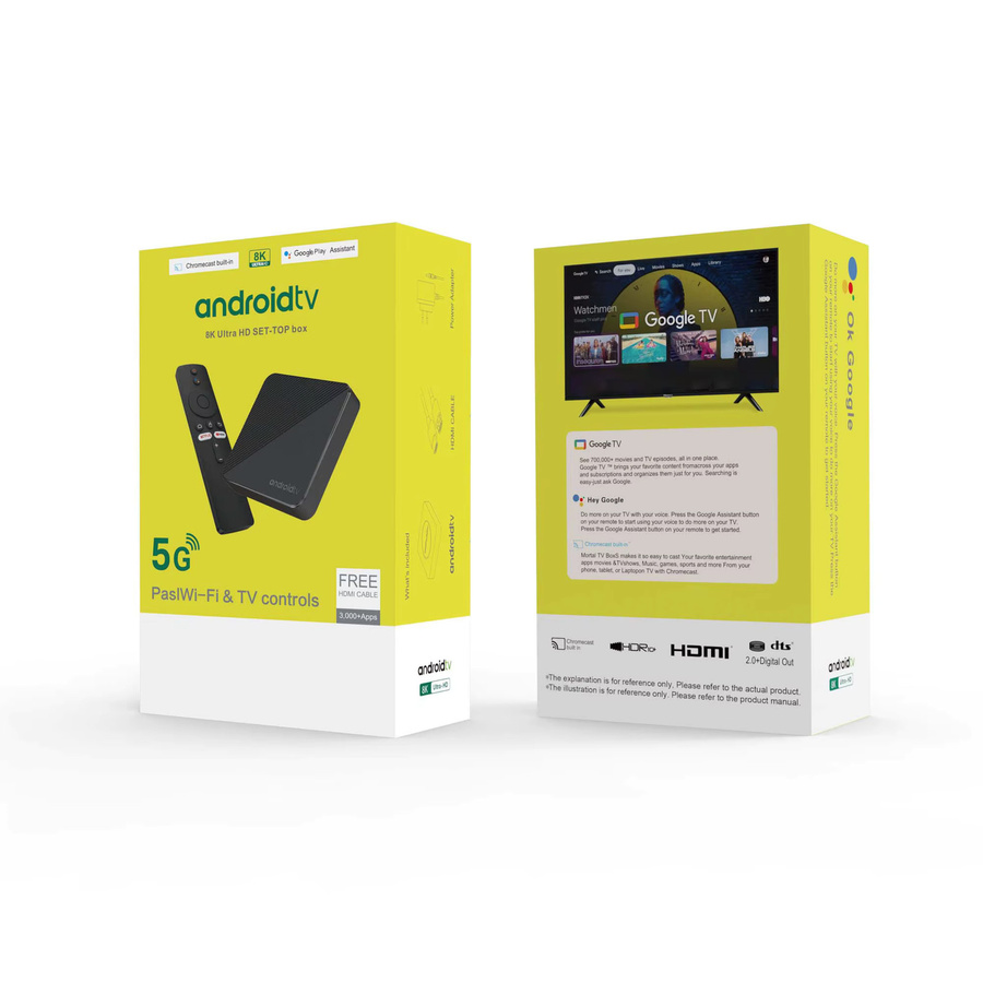 BLKJ Android 14.0 TV-Box mit Rockchip RK3518, Smart Home Theater Media Player, 8K Ultra HD Unterstützung, Google Netflix und Sprachassistent, Schwarz - Bild 5