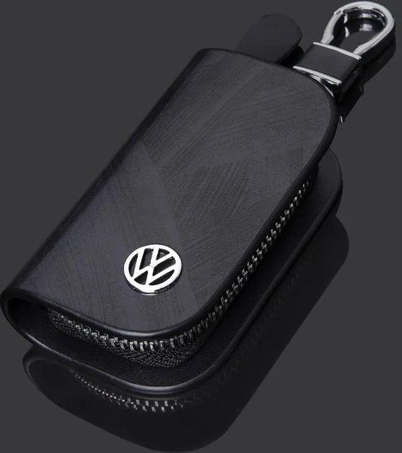 Schlüsseltasche aus Leder für Volkswagen VW in Schwarz - Bild 1