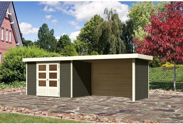 Karibu Holz-Gartenhaus Boras in Terragrau mit Flachdach und modernem Design, B: 298 cm, T: 213 cm, H: 211 cm - Bild 1