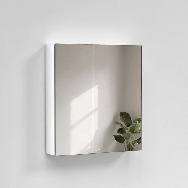 Emke Spiegelschrank Weiß 2-türig für das Badezimmer B: 60 cm, H: 65 cm, T: 14,5 cm - Bild 1