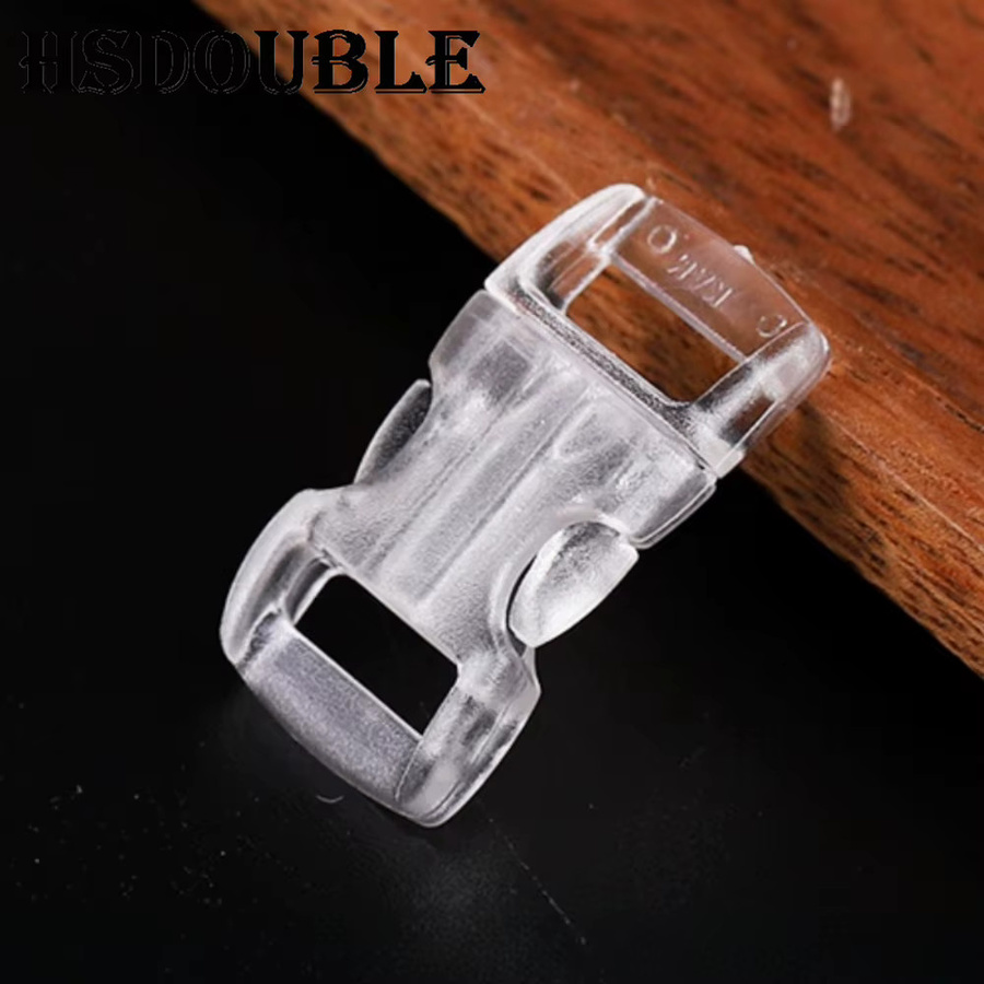 HSDOUBLE Kunststoffschnallen konturiert gebogen für Paracord-Armband und Gurtband, 10 mm, transparent und weiß, 100 Stück/Packung - Bild 3