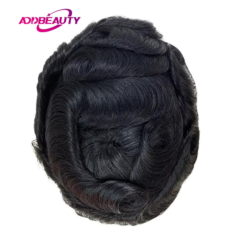 Addbeauty Herren Kapillarprothese Mono NPU, Indisches Echthaar, Natürliche Farbe mit Grauen Haaren - Bild 4
