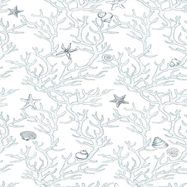 Selbstklebende KALYNN Tapete mit blauem Unterwasser-Korallenmuster im Boho-Stil für Schränke und Schlafzimmer - Bild 1