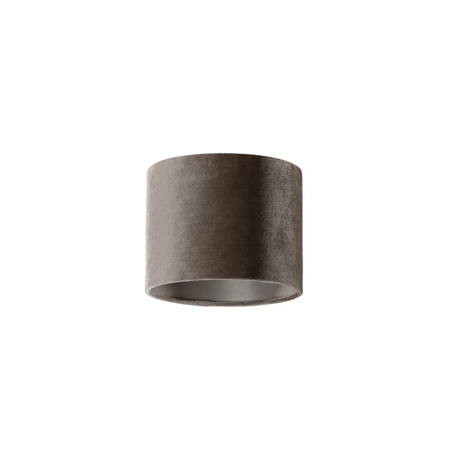 QAZQA Runder Samtlampenschirm in Beige und Braun mit E27 Fassung, Durchmesser: 18 cm, Höhe: 14 cm - Bild 2