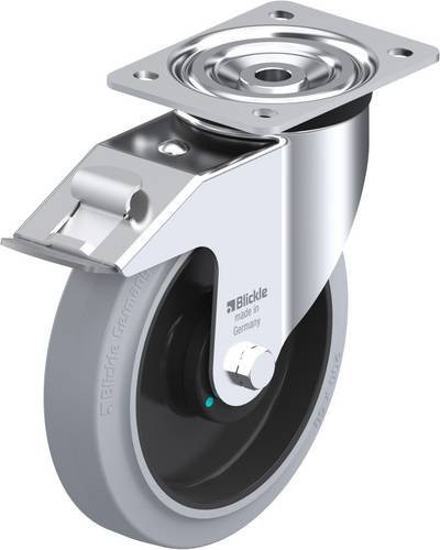 Blickle L-POEV 200KAD-FI-SG Lenkrolle mit Feststeller in Grau und Schwarz, Rad-Durchmesser: 20 cm, Tragfähigkeit: 400 kg - Bild 1